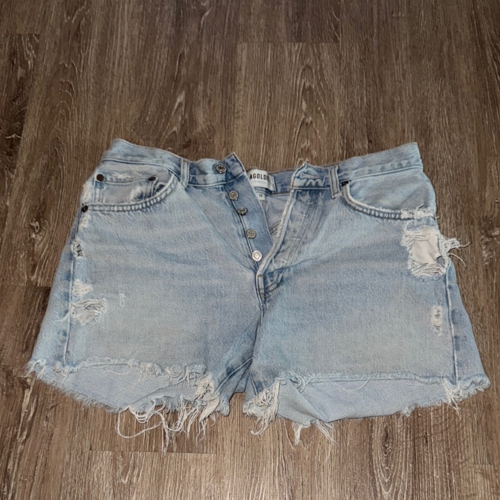 Agolde Sky Blue Denim Shorts